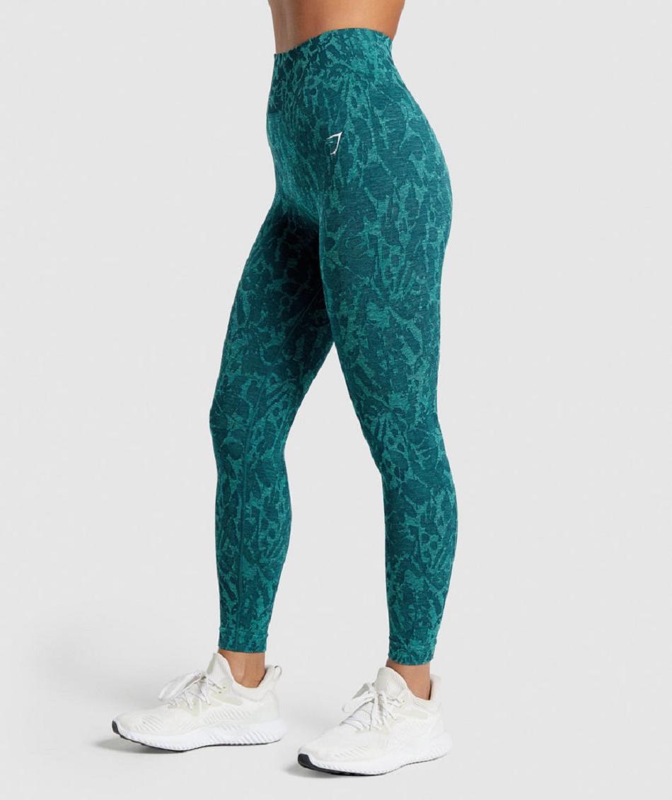 Legginsy Damskie Gymshark Adapt Animal Seamless Turkusowe | PL 2343KOR